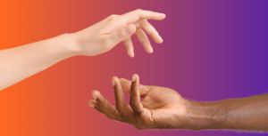 two hands reaching out for connection