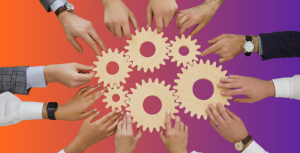 hands holding cogs together - represents an effective networking strategy