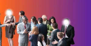Group of people with two peoples heads shaded out to signify introverts