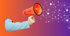 Hand with megaphone - representing presentation at your networking group