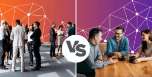 Comparison between networking at a large networking event and at a small networking group