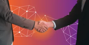 two people shaking hands to show people-first networking